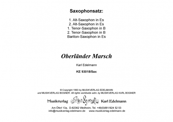 Oberländer Marsch - Saxophonsatz Download